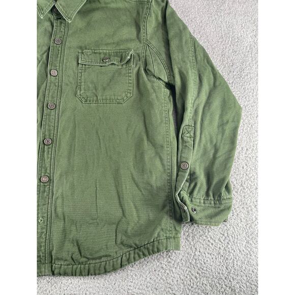 Duluth Trading Jacket Mens Large Green Canvas Fleeve Lined Warm Workwear Heavy - Picture 4 of 14
